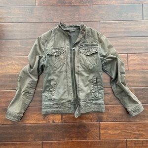 Guess Vintage Motorcycle / Cafe Racer Zip Front Cool Gray Jacket Size Medium